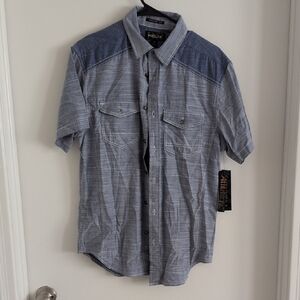 Helix Casual Button-Down Shirt in Blue and Gray